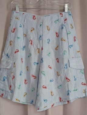 Anthropologie Conditions Apply Wallis Linen Blend Bermudas Shrimp Embroidery New